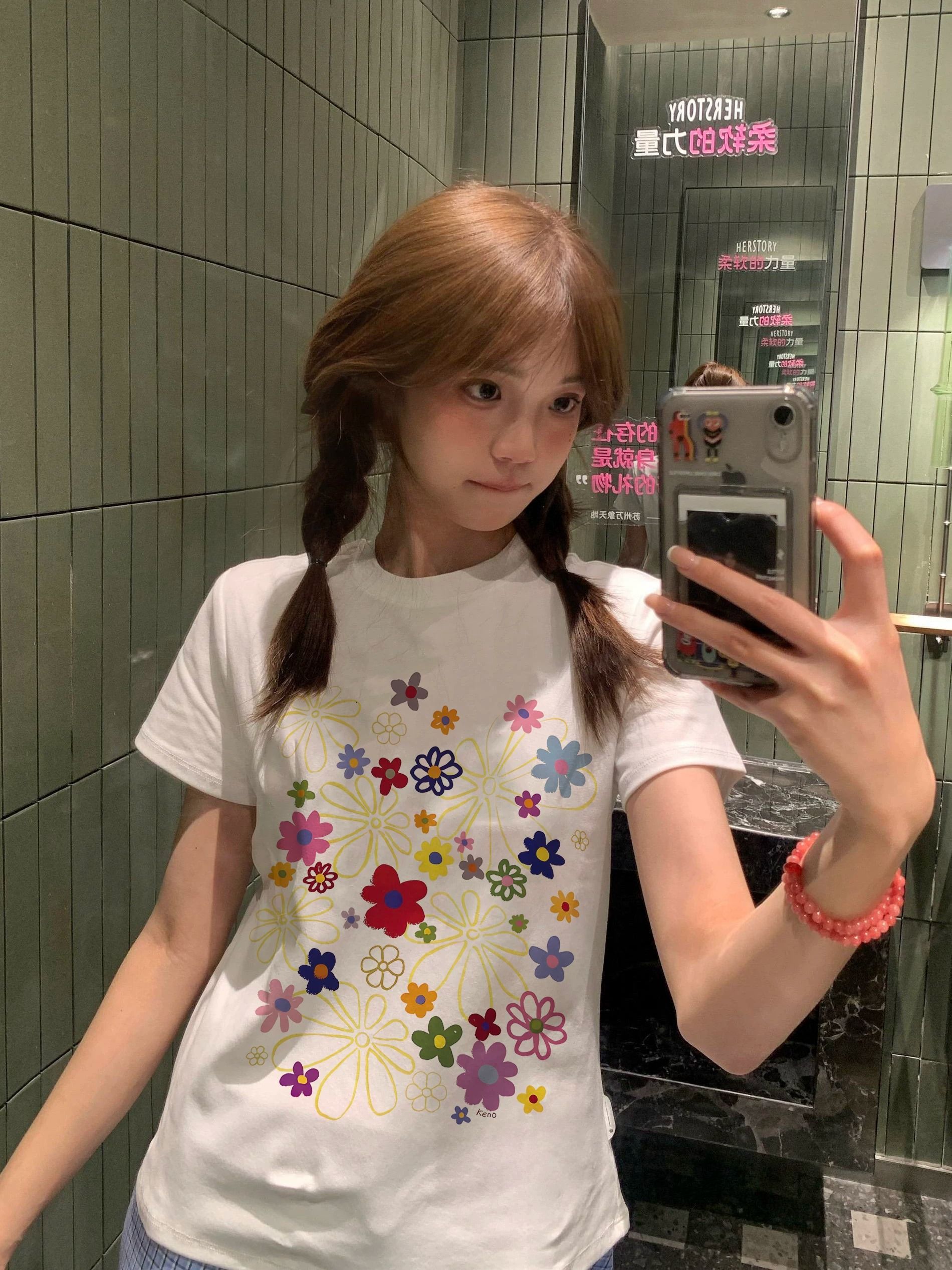 순면 40 92 면 8 암모니아 Lun 긍정적 인 어깨 반팔 티셔츠 여성 프린트