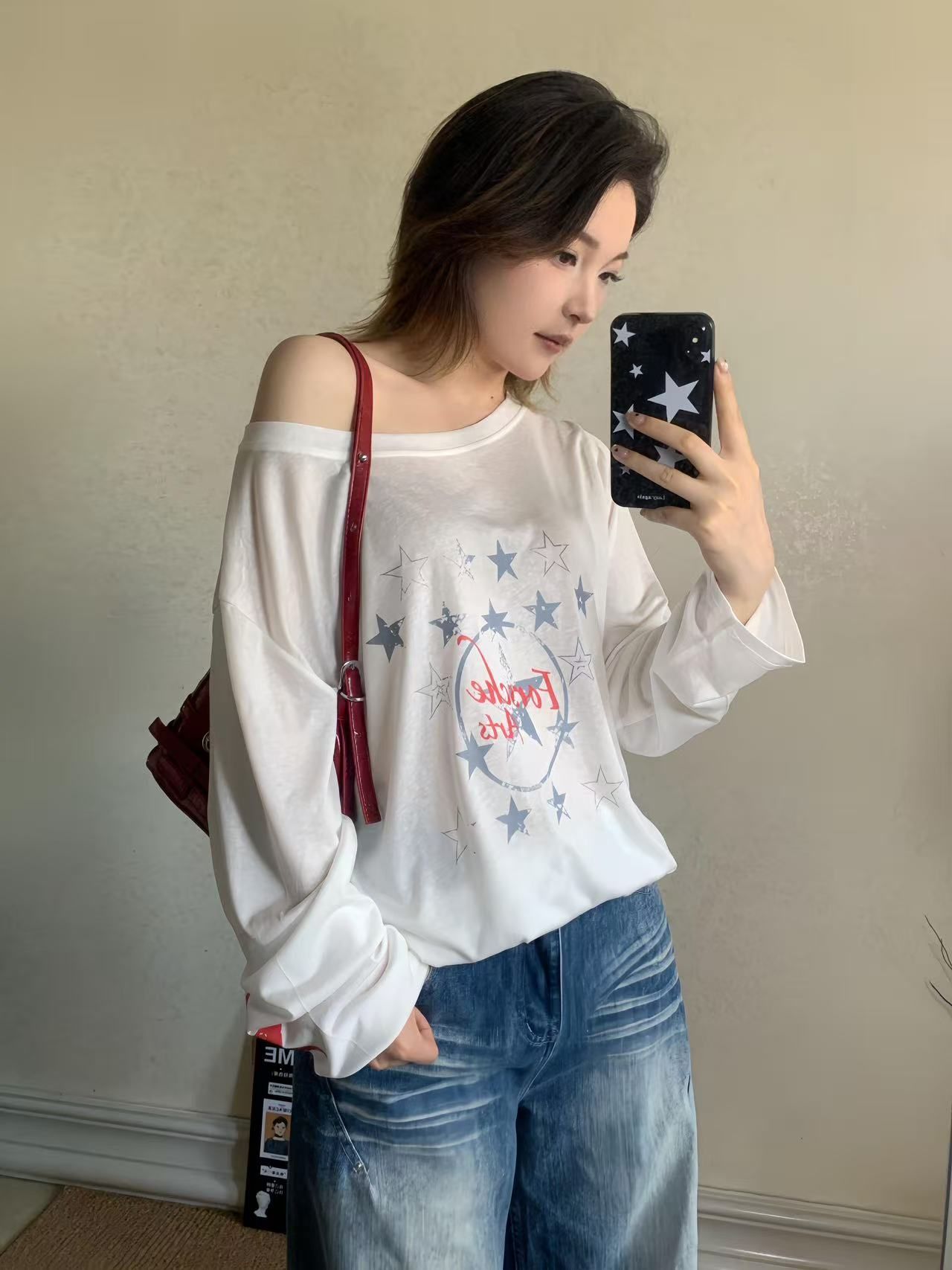 높은 품질 한 부서 비스듬한 어깨 티셔츠 자외선 차단 기본 셔츠 블라우스 통기성 루즈핏 맨위