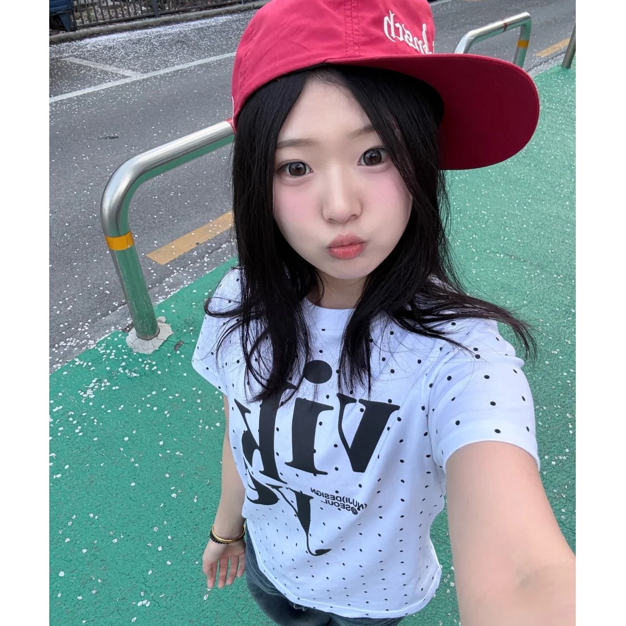 40 1 1 순면 한 부서 새로운 패션 디자인 센스 라운드 넥 도트 무늬 프린트 반팔 맨위