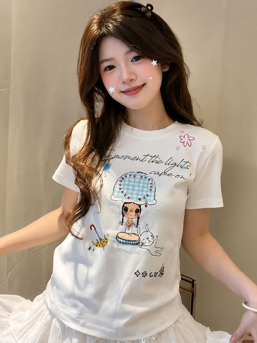 패치 자수 네리 가게 천 프린트 40 220 그램 92 면 8 암모니아 Lun 반팔 티셔츠