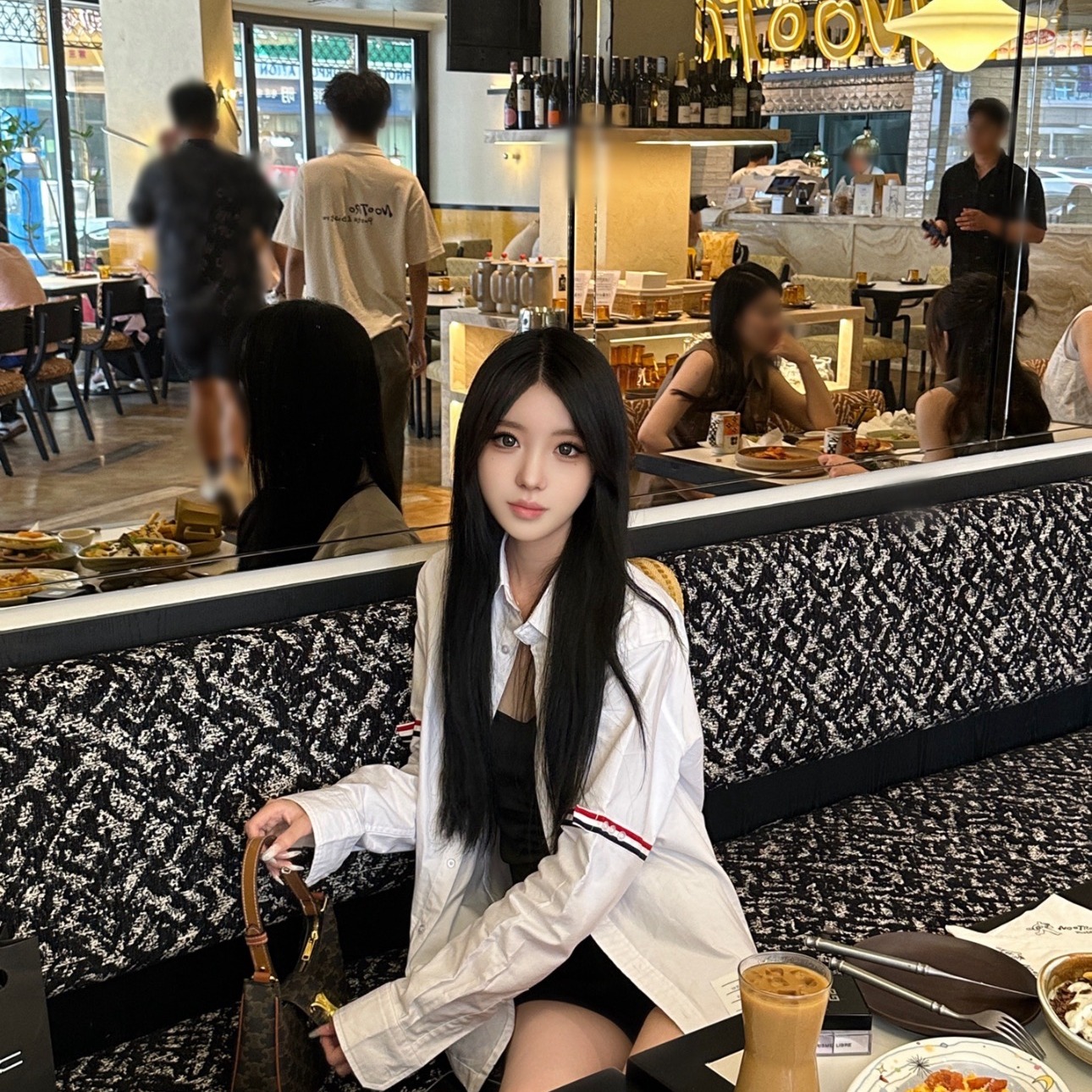 한국 스타일 새로운 여성 셔츠 인터넷 유명인 삼색 스트라이프 완장 디자인 셔츠 여성