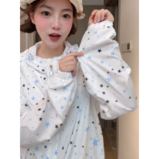 批发原版做工原版面料满印波点拉链防晒衣外套宽松女