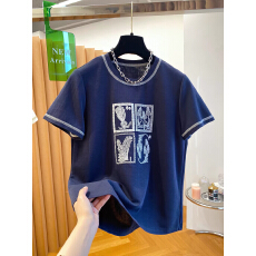 批发21支纯棉特<b class='q'>大码</b>300斤重工刺绣短袖T恤女夏款宽松显瘦上衣