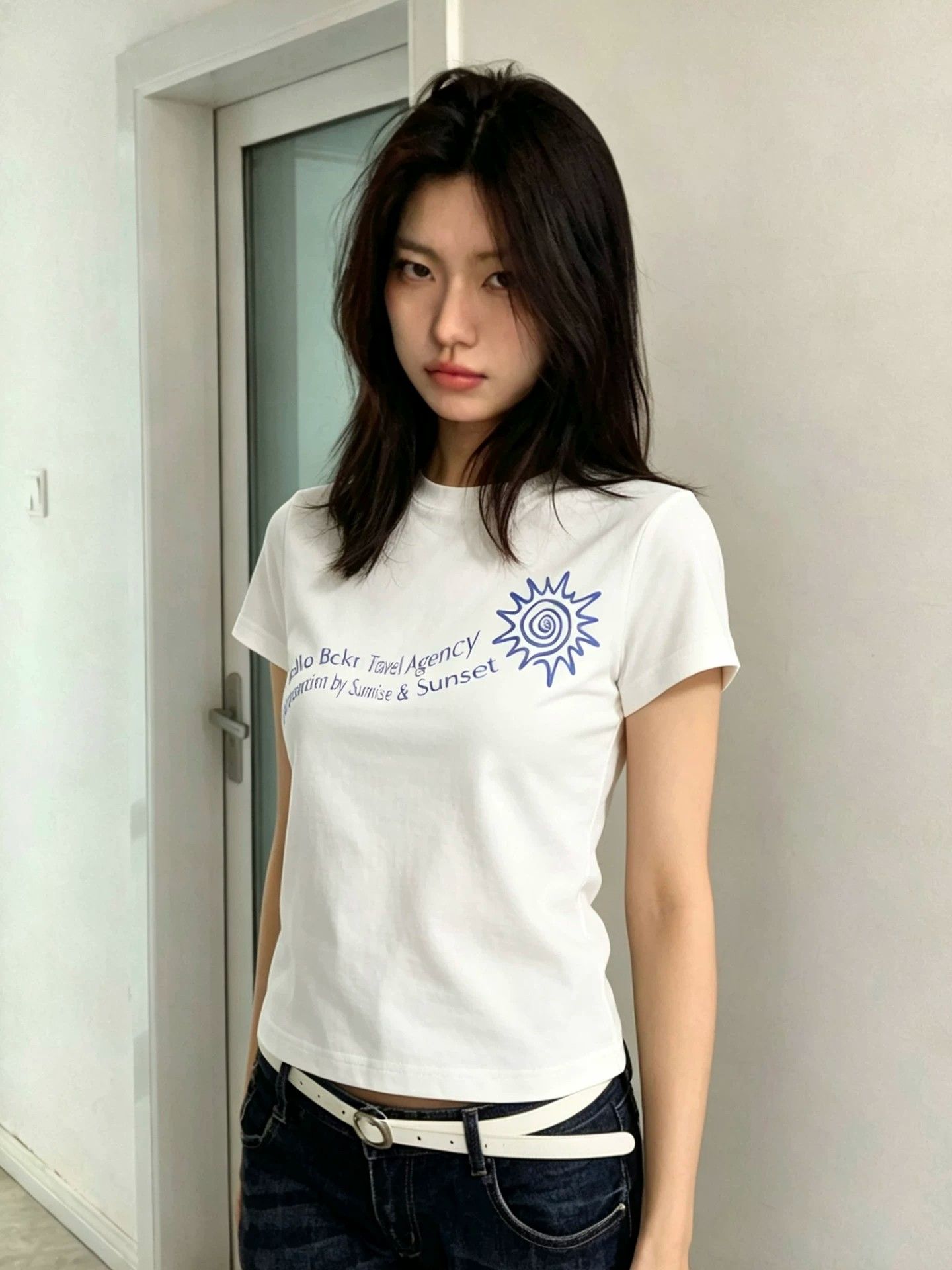 아메리칸 레트로 순면 프린트 반팔 티셔츠 여성