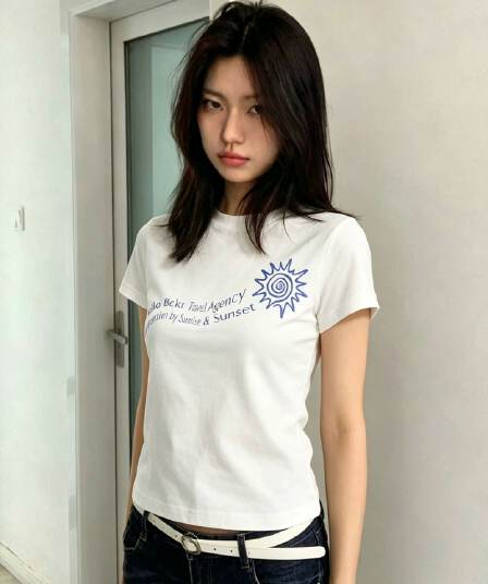 아메리칸 레트로 순면 프린트 반팔 티셔츠 여성