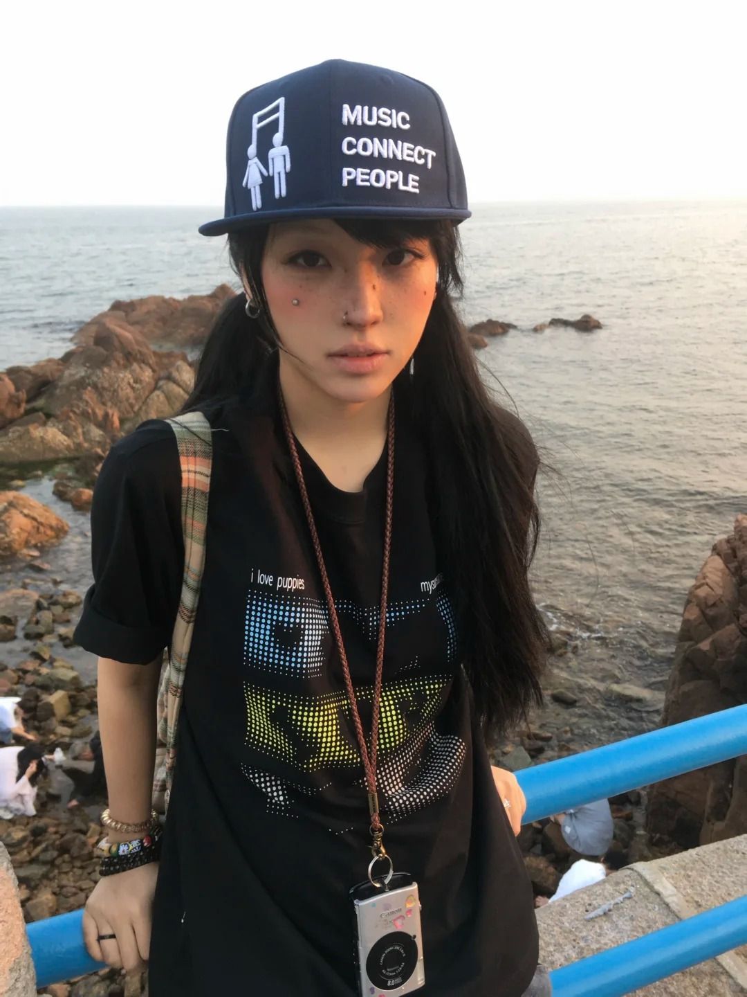220 순면 프린트 패키지 칼라 반팔 티셔츠 여성