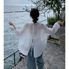 批发防晒衣刺绣镂空蝴蝶开叉天丝防晒<b class='q'>衬衫女</b>夏季薄款外搭<b class='q'>长袖</b>开衫外套