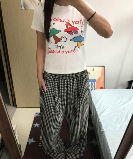 아메리칸 레트로 프린트 반팔 티셔츠 여성 여름 몸매 가꾸기 캐주얼 맨위