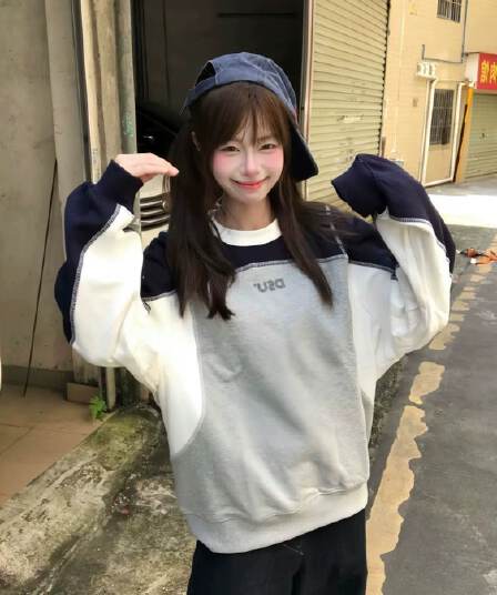 얇은 스타일 이후 패키지 칼라 순수한 Mianhua 면 복합 후드티 여성