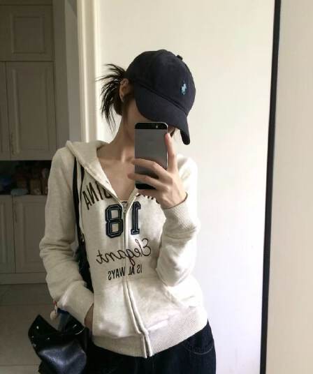 얇은 스타일 이후 패키지 칼라 후아 면 복합 후드티 여성