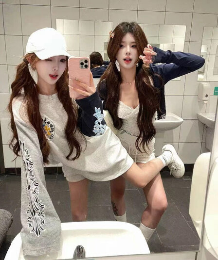 한 부서 부드러운 바람 착용 가져 가라. 작은 대중 후드 얇은 스타일 후드티 여성 의류 봄 가을 새로운 후아 남편 그리드 루즈핏 다용도 맨위