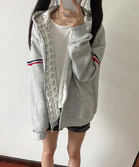 얇은 스타일 인사이드 펌프 백금 지퍼 이후 패키지 칼라 순수한 Mianhua 면 복합 후드티 여성