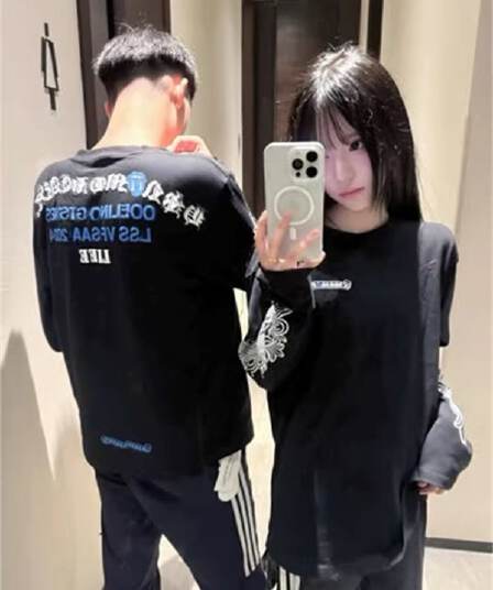 있음 주머니 순면 220 그램 빗질하다 닫기 긴팔 티셔츠 여성