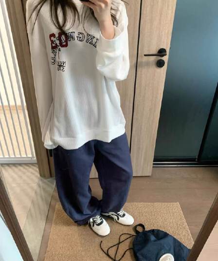 65 35 후아 남편 그리드 250그램 긴팔 티셔츠 여성