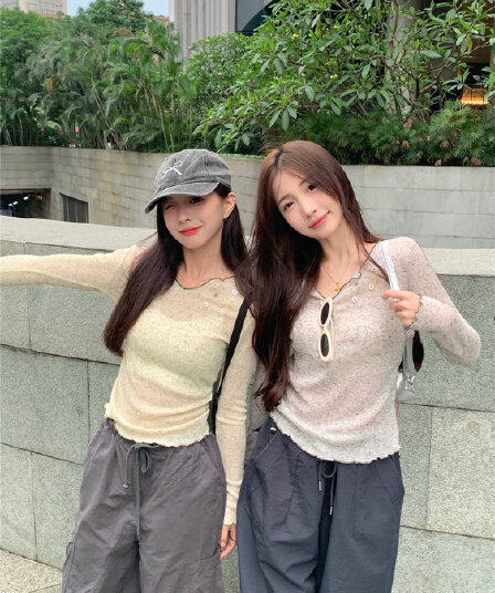 한국 눈꽃 얼어서 고움 귀 단색 도루 센스 니트 긴 소매 가을 한국 스타일 캐주얼 다용도 단색 여성