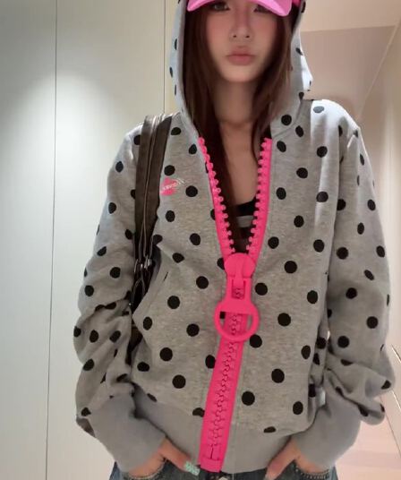 얇은 스타일 원본 대 지퍼 전후 자수 이후 패키지 칼라 순수한 Mianhua 면 복합 후드티 여성