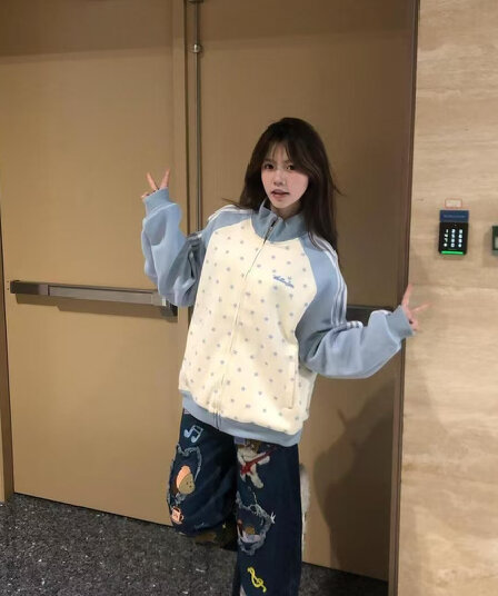 얇은 스타일 털이 있는 클립 칼라 것 자수 순수한 Mianhua 면 복합 지퍼 후드티 여성