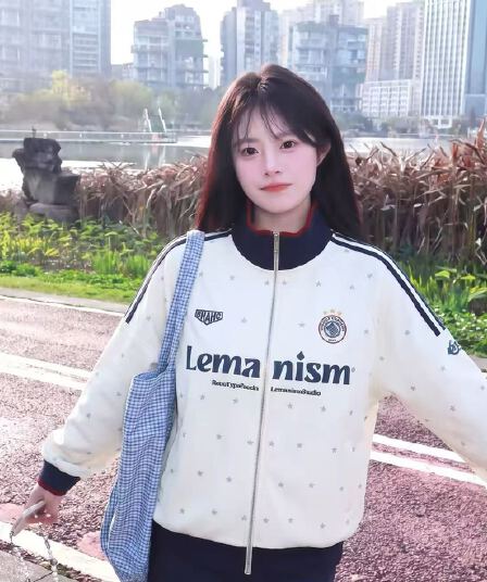 후아 면 원단 원본 솜씨 학원 스타일 별 프린트 스탠드 칼라 오픈 가디건 지퍼 후드티 여성 코트 가을 겨울
