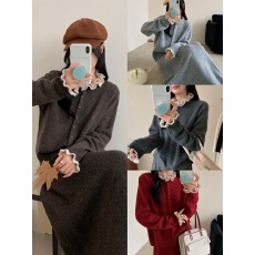 批发2025秋冬针织衫木耳边套装气质显瘦<b class='q'>上衣</b>减龄<b class='q'>外套</b>半身裙毛衣两件套