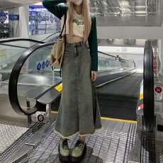 批发<b class='q'>大码</b>复古牛仔半身裙女2025春秋新款梨形身材高腰显瘦中长款鱼尾裙