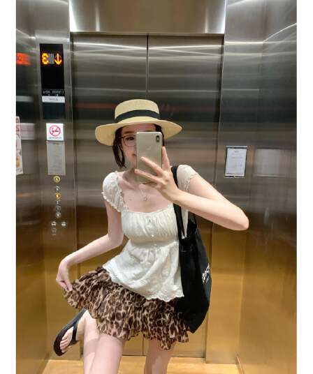 순수한 욕망 캐미솔 거품 소매 맨위 여성 아메리칸 핫걸 반신 스커트 봄 새로운 프릴 한 마디 미니 스커트