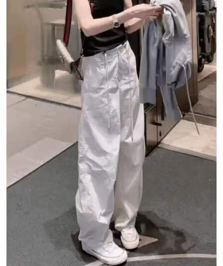 패션 느슨함 센스 워크웨어 캐주얼 바지 2026 여름 새로운 하이웨이스트 슬림해 보이는 와이드 레그 팬츠