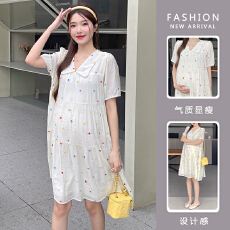 批发实拍夏装新款天丝刺绣甜美舒适小清新孕妈<b class='q'>连衣裙</b>