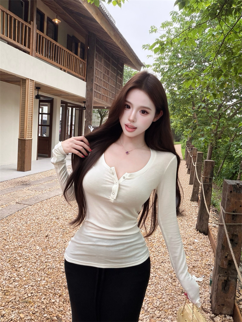 실사 미니멀리즘 디자인 단색 편안함 자외선 차단 긴팔 티셔츠