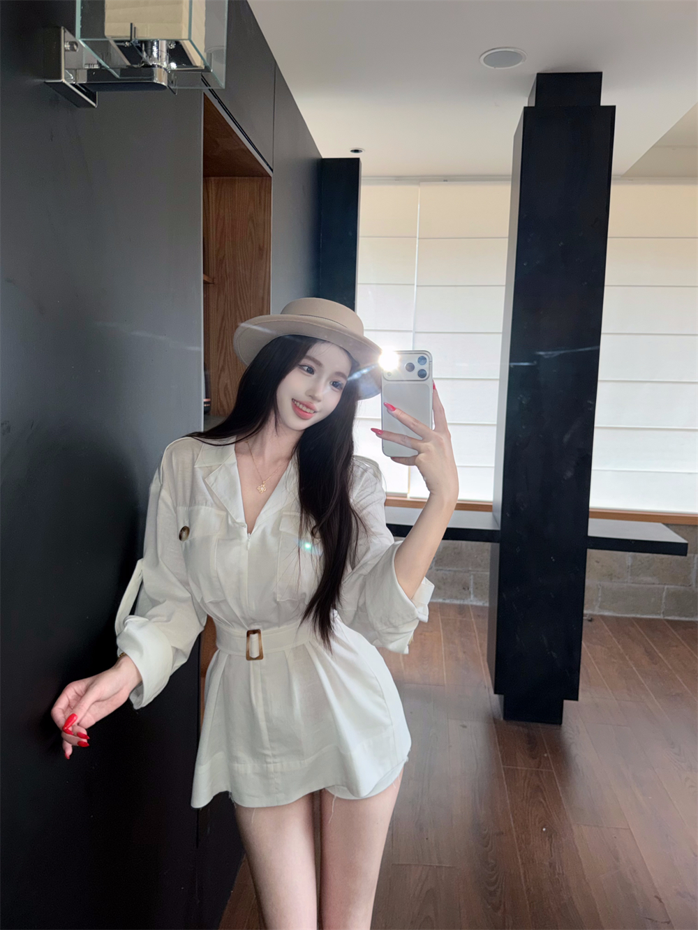 BY30810# 松弛感老钱衬衫连衣裙气质长袖短裙 服裝批發女裝批發服飾貨源