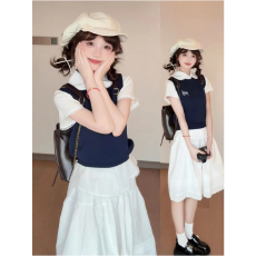 批发韩系气质休闲<b class='q'>运动服</b>套装女夏季2025新款<b class='q'>衬衫</b>短袖背心半身裙三件套