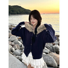 批发<b class='q'>北极</b><b class='q'>绒</b>【腈纶35%锦纶40%PBT25%】毛<b class='q'>绒</b>连帽毛衣外套女麻花针织开衫