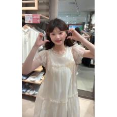 批发法式甜美可爱减龄小飞袖连衣裙女夏季高级感气质仙女裙宽松短裙子