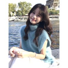 批发韩系高领仿水貂绒毛衣背心针织马甲女秋外穿叠穿无袖坎肩内搭上衣