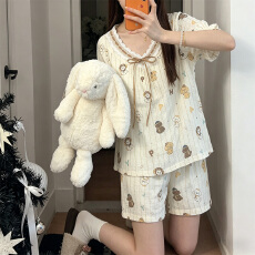 批发【冬丹】A类<b class='q'>纯棉</b>双层纱带胸垫双短套装