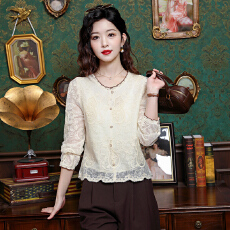 批发实拍2026年春季新款国风中式绣花宽松<b class='q'>长袖</b><b class='q'>雪纺</b><b class='q'>衫</b>