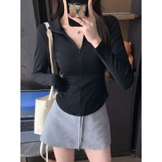 批发实拍 1*1螺纹德绒260g 秋<b class='q'>冬</b>装半高领长袖T恤女半拉链