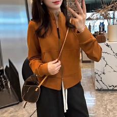 批发韩版立领拉链开衫<b class='q'>卫衣</b>外套女2025冬季新款<b class='q'>短款</b>无帽上衣