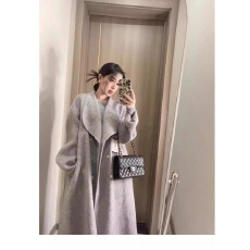 批发毛呢大衣女灰色立领赫本风2025<b class='q'>秋</b>冬季新款金扣高级感毛呢外套