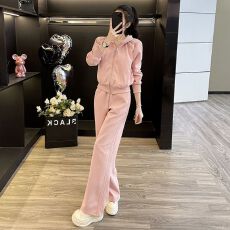 批发欧货重工时尚套装女连帽开衫卫衣两件套洋气减龄潮