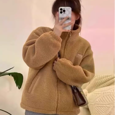 颗粒绒复合真超羊羔毛外套女秋冬季小个子感加绒加厚开衫棒球服