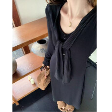 批发甜辣带披肩背心连衣裙2025<b class='q'>夏季</b>新款设计感修身收腰系带中长裙女潮