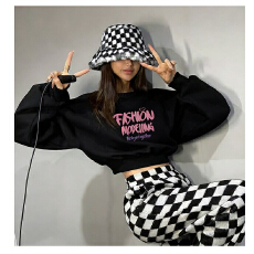 批发曼巴棉300克圆领（后包领）CVC罗口 <b class='q'>短款</b>收腰圆领印花<b class='q'>卫衣</b>