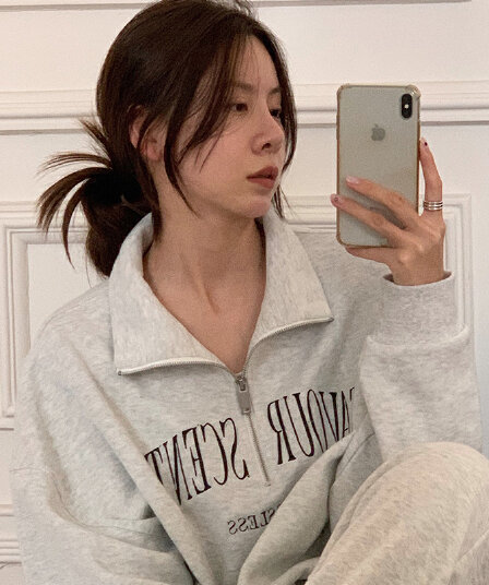 물고기 규모 한국 스타일 소금 부서 느긋한 루즈핏 polo 반하이넥 후드티 지퍼 캐주얼 재킷