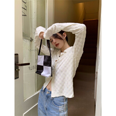 批发短款<b class='q'>棋盘</b><b class='q'>格</b>衬衫女秋冬chic修身设计感