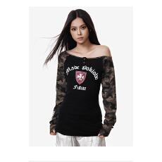 仿棉1×1T恤百搭修身打底衫显瘦早秋学生女装纯欲辣妹露肩长袖