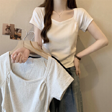 批发实拍 40支纯棉210克（92棉/8氨纶）短袖T恤女修身上衣