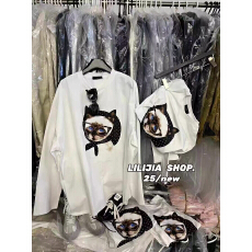 韩版纯棉圆领长袖t恤女印花上衣