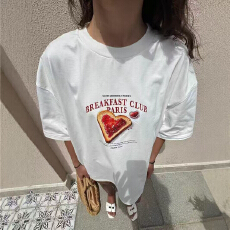 批发韩版纯棉圆领短袖<b class='q'>t</b><b class='q'>恤</b>女<b class='q'>印花</b>上衣