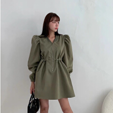 批发2026春夏新款韩国东大门新款<b class='q'>时尚</b>百搭长袖中长款显瘦<b class='q'>连衣裙</b>