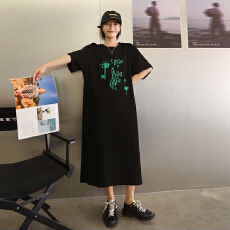 批发仿棉牛奶丝#韩版连衣裙夏季新款大码宽松长款过膝胖mm<b class='q'>孕妇</b><b class='q'>睡裙</b>